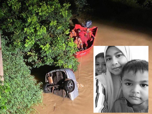 车子失控坠河 母子3人相拥溺毙